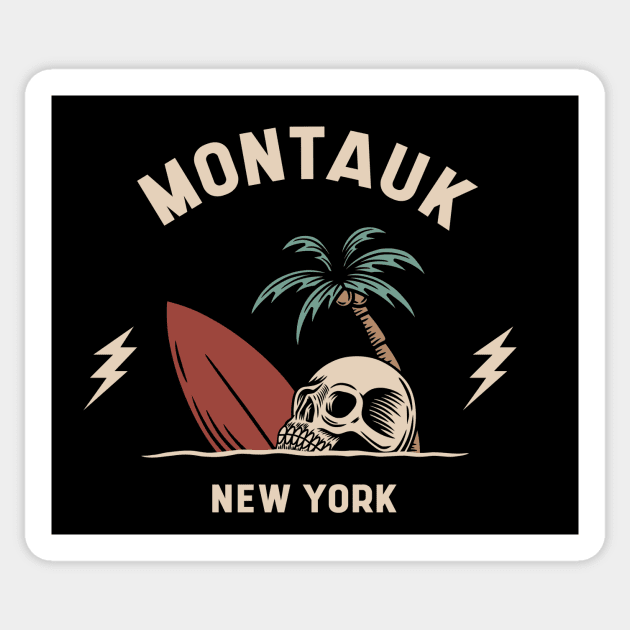 Vintage Surfing Montauk, New York Retro Surfer Sticker by SLAG_Creative